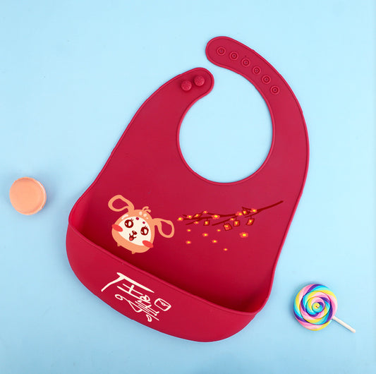 Cute Designed High Quality Silicon Bibs For Children With Food Pocket