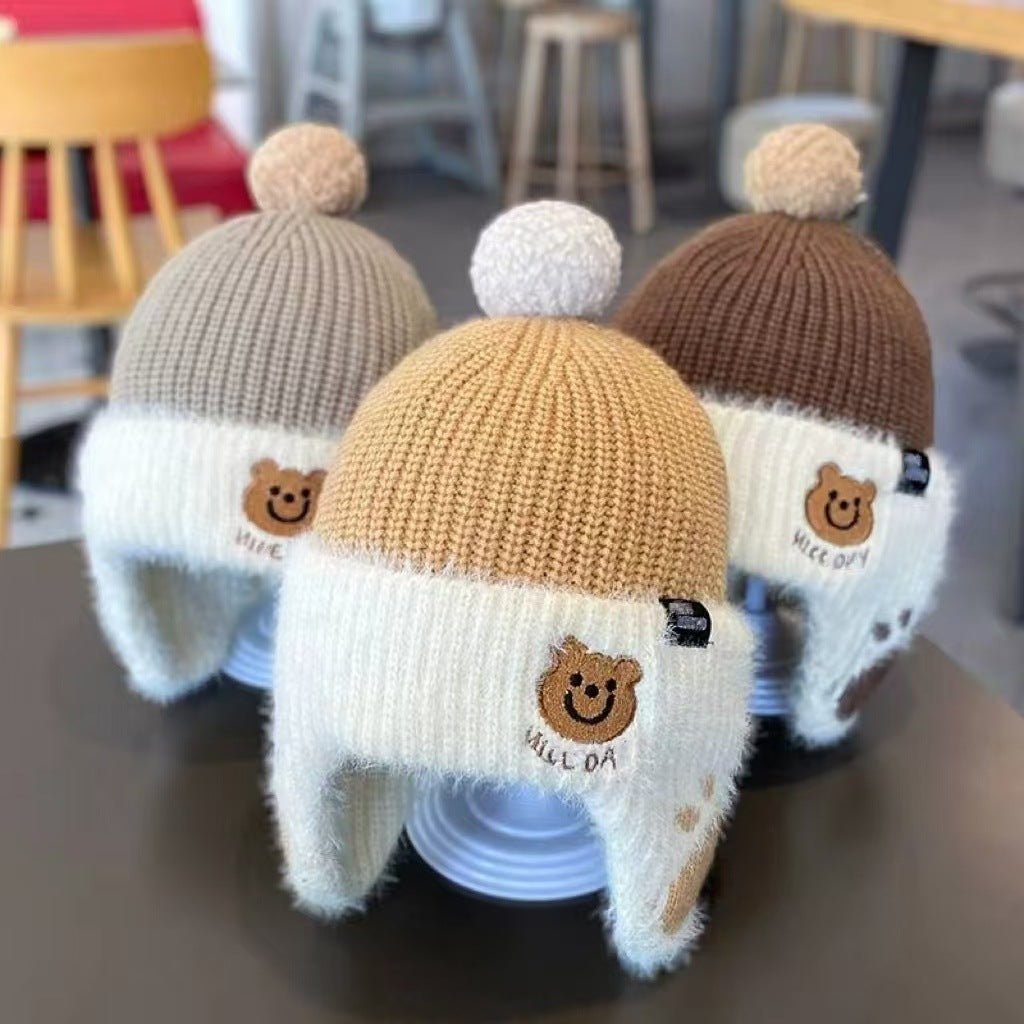 Children's Korean Style Pullover Trendy Knitted Cap With Earmuff