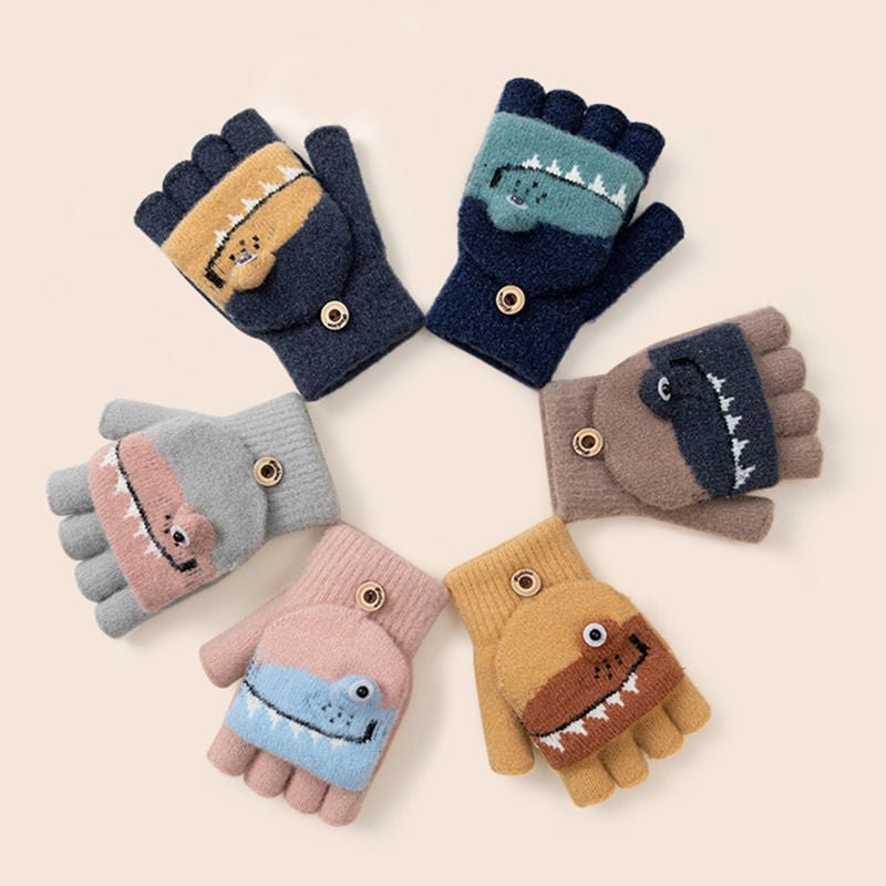 Flip style Half-Finger Children's Winter Gloves