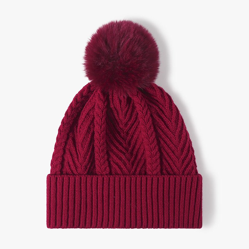 Winter warm thickened jacquard beanie knotted hat