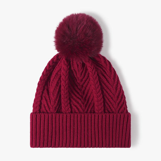 Winter warm thickened jacquard beanie knotted hat