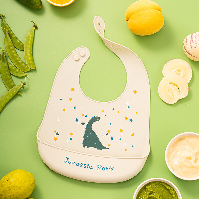 Food Grade Material Waterproof Silicon Bib for Baby With Rice Bag