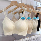 Summer Seamless Ice Silk Back Fixed Cup Bandeau Free Size Bra