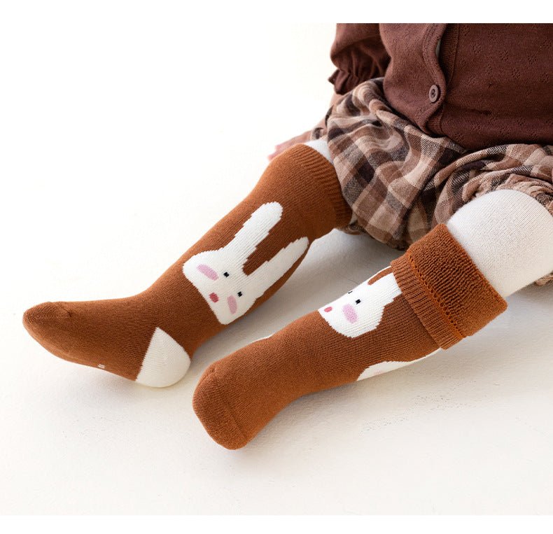 Cute Cartoon Printed Thick Terry Over Knee Socks for Children