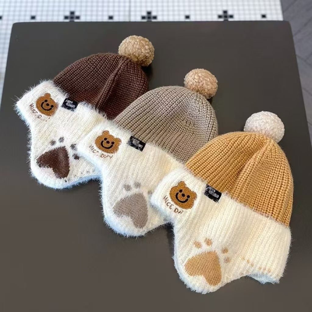 Children's Korean Style Pullover Trendy Knitted Cap With Earmuff