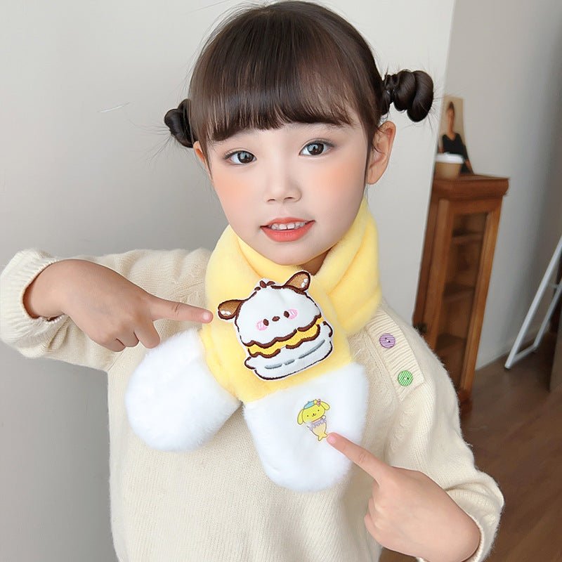 Winter Cute Plush Warm Cross Muffler for Kids