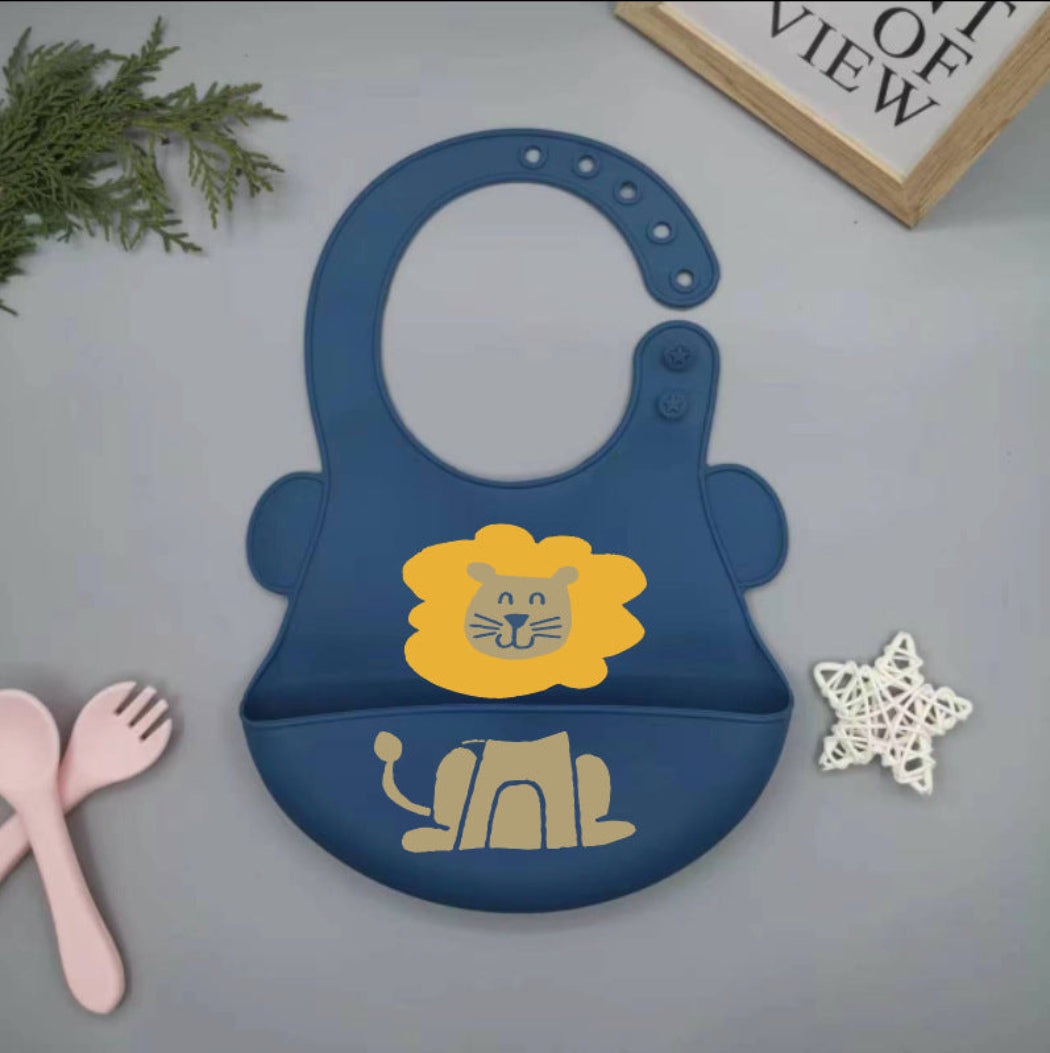 Unique Shaped Waterproof Silicon Bibs For Children With Food Pocket