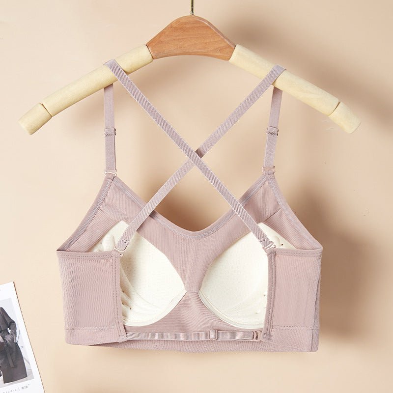 Free Size Cotton Breathable Camisole Back Fixed Cup Latex Bra