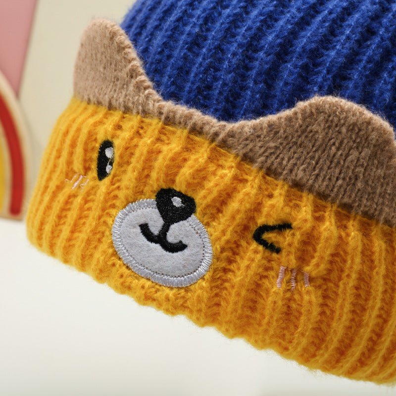 Children's Cute Bear fluffy knitted Winter Cap