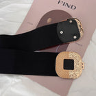 Trendy Women's Wide Elastic Waist Belt with Metal Buckle