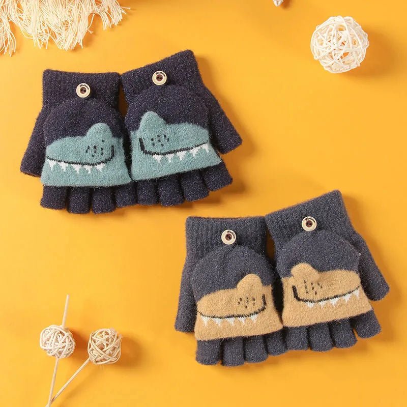 Flip style Half-Finger Children's Winter Gloves