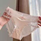 French Style Exotic Satin Lace Transparent Cotton Women's Panties