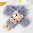 Children's Winter Plush Cross Style Muffler with Cute Bear