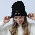 Women's Kitty Embroidery Cute Beanie Knitted Hat