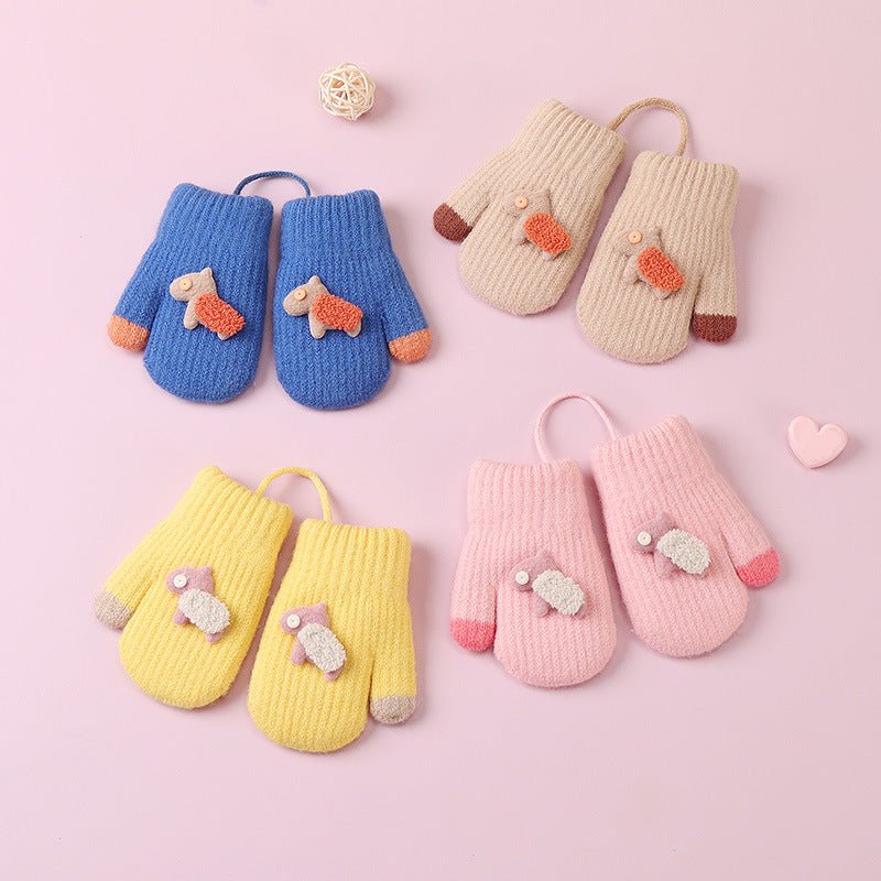 Cute Design Mittens Style Knitted Warm Hand Gloves for Children