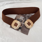 Trendy Women's Wide Elastic Waist Belt with Metal Buckle