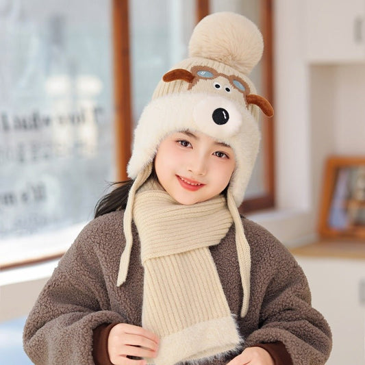 Children's Thich Cute knitted Warm Hat and Muffler Set