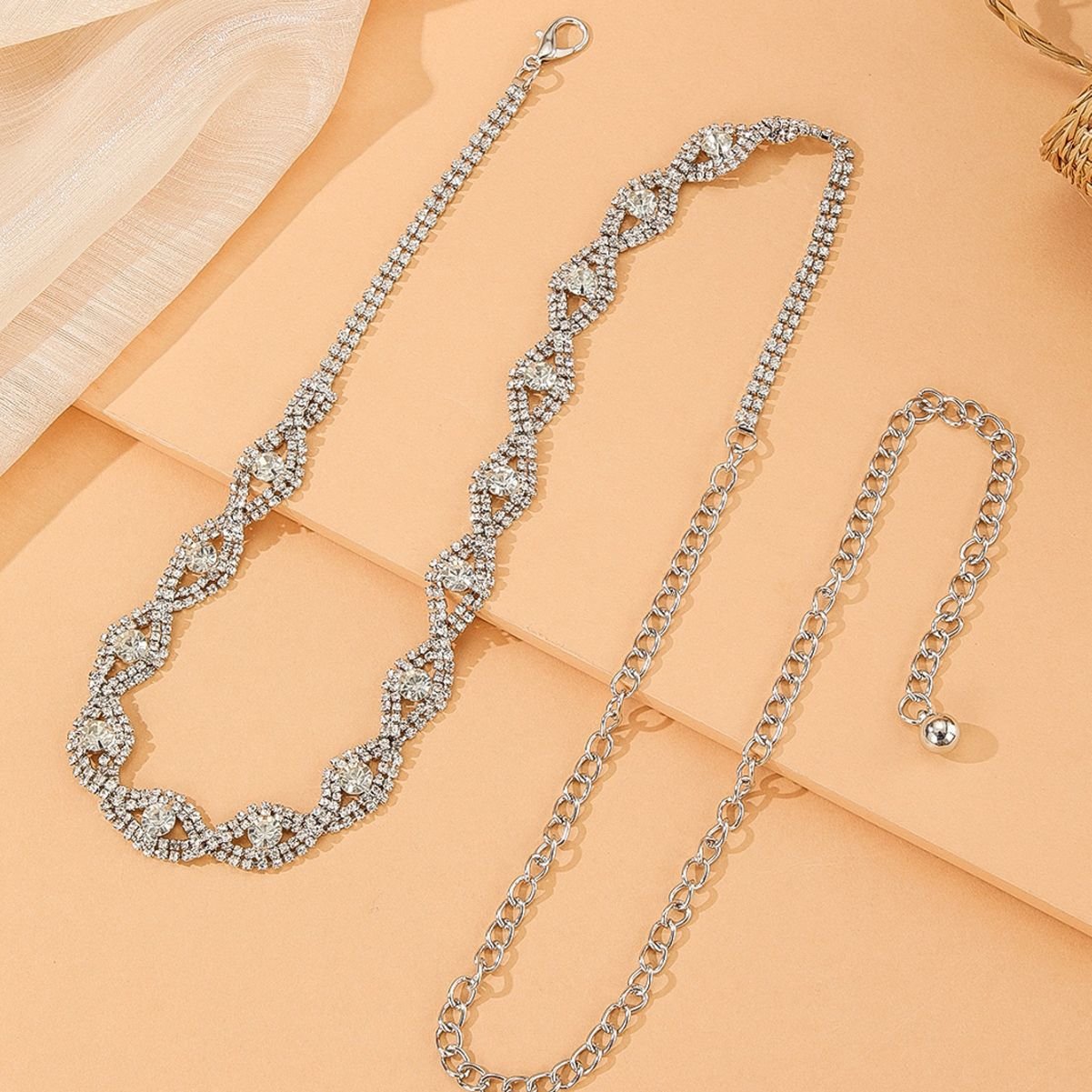 Rhinestone Inlaid Women's Waist Chain Fashionable Belt