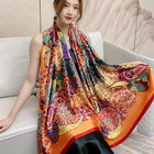 Multicolor Traditional Floral Design Silky Smooth Satin Silk Scarf