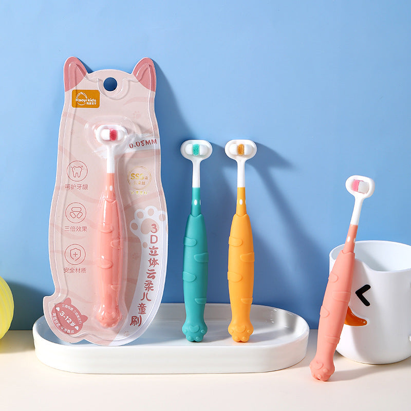 3D Cat Paw Cartoon Extra Soft Bristle Toothbrush for Kids