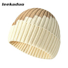 Color-blocked woolen hat winter rolled ear cap