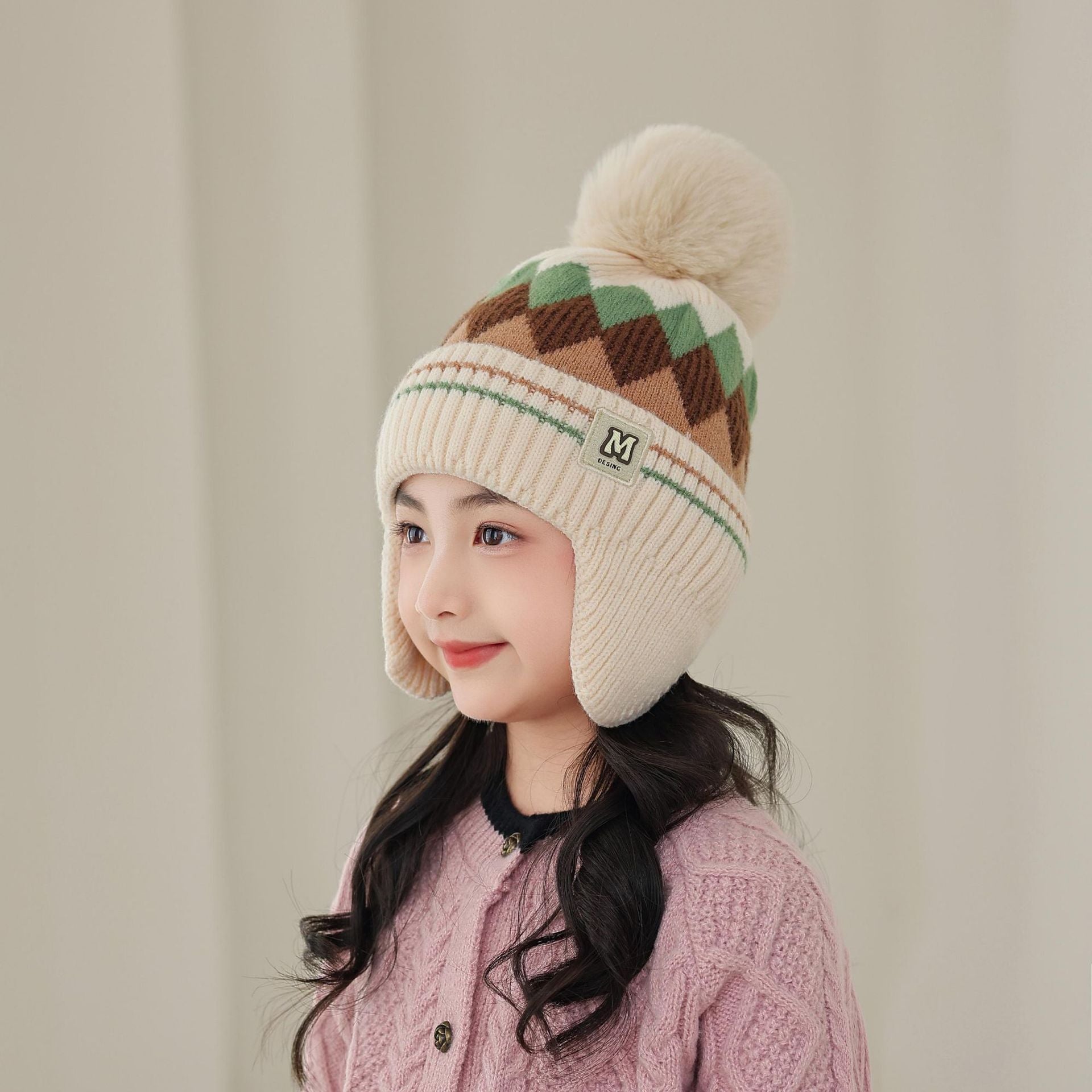 Children's Thick  Knitted Woolen Ear Protection Winter Cap