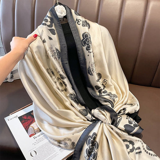 Elegant Design Luxury Floral Satin Silk Scarf