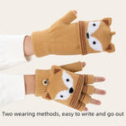 Fox Eyes Half Finger Knitted Warm Plus Fleece Hand Gloves