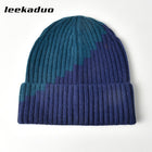 Color-blocked woolen hat winter rolled ear cap