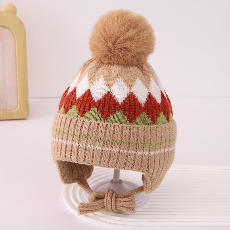 Children's Thick Furball Style Windproof Ear Protection knitted Cap