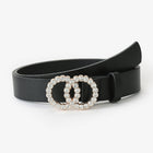 European Style Double Circle Rhinestone Inlaid Sparkling Waist Belt for Women