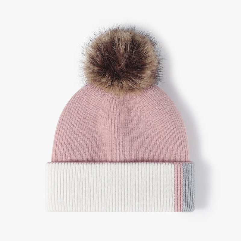 Color-blocked knitted outdoor warm thickened and versatile beanie