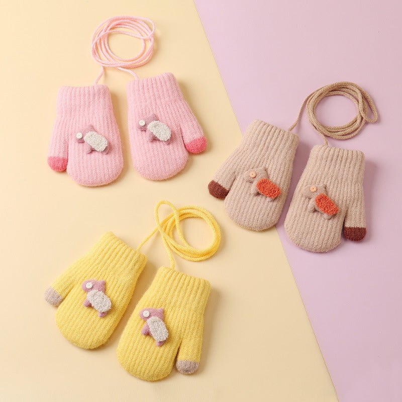 Cute Design Mittens Style Knitted Warm Hand Gloves for Children