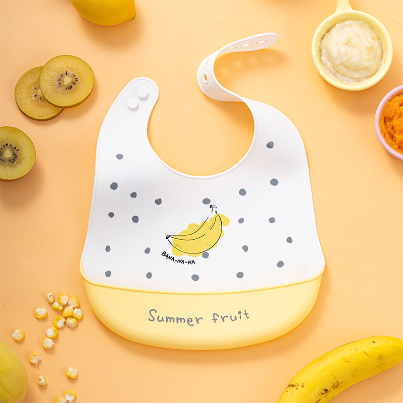 Food Grade Material Waterproof Silicon Bib for Baby With Rice Bag