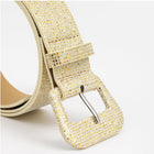 Plaid Pattern Shiny Buckle Wide Adjustable Waist Belt for Ladies