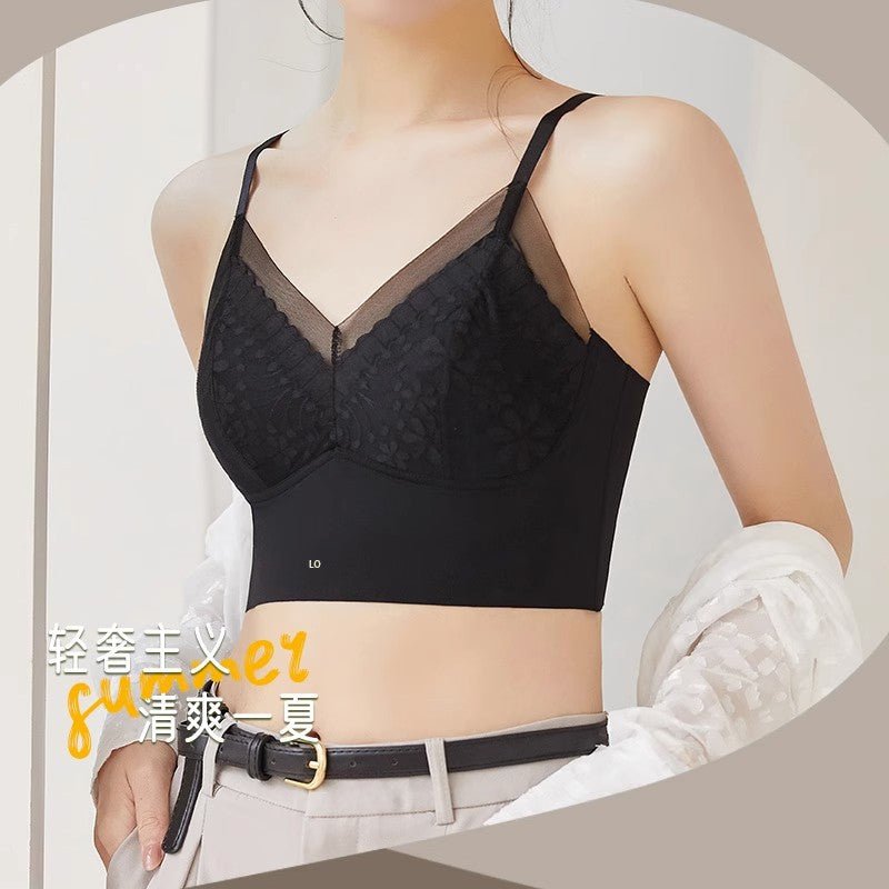 French Style Lace Integrated Suspender Padding Bra