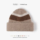 Double cuffed thickened wool color-blocked knitted hats