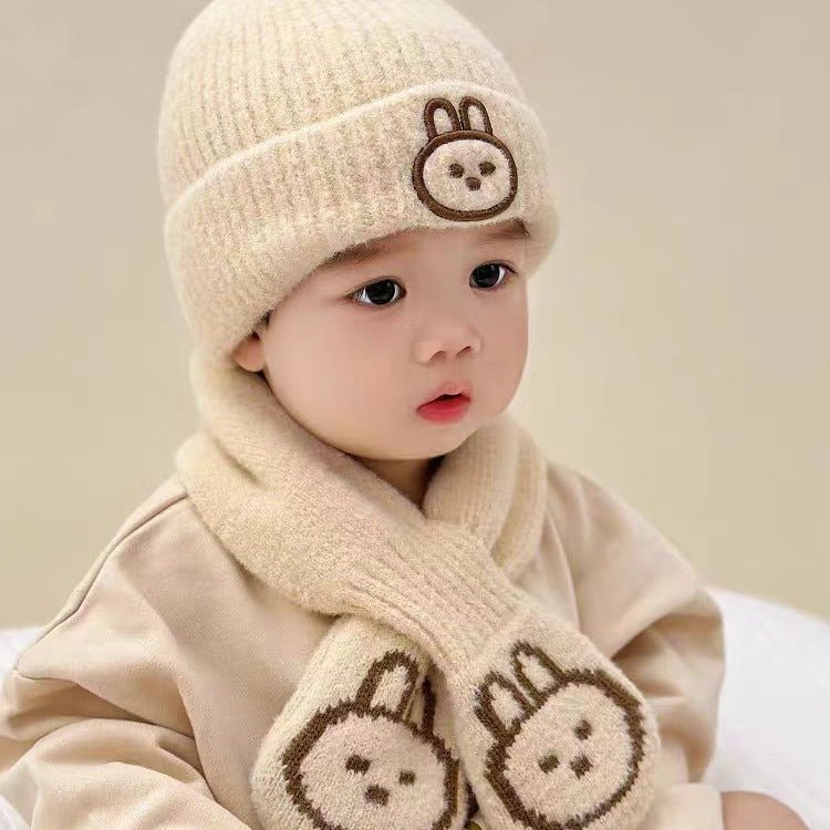 2 in 1 Knitted Winter Baby Cap and Muffler Set