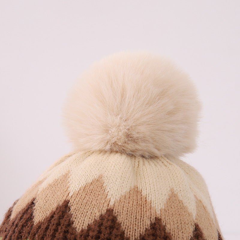 Children's Thick Furball Style Windproof Ear Protection knitted Cap