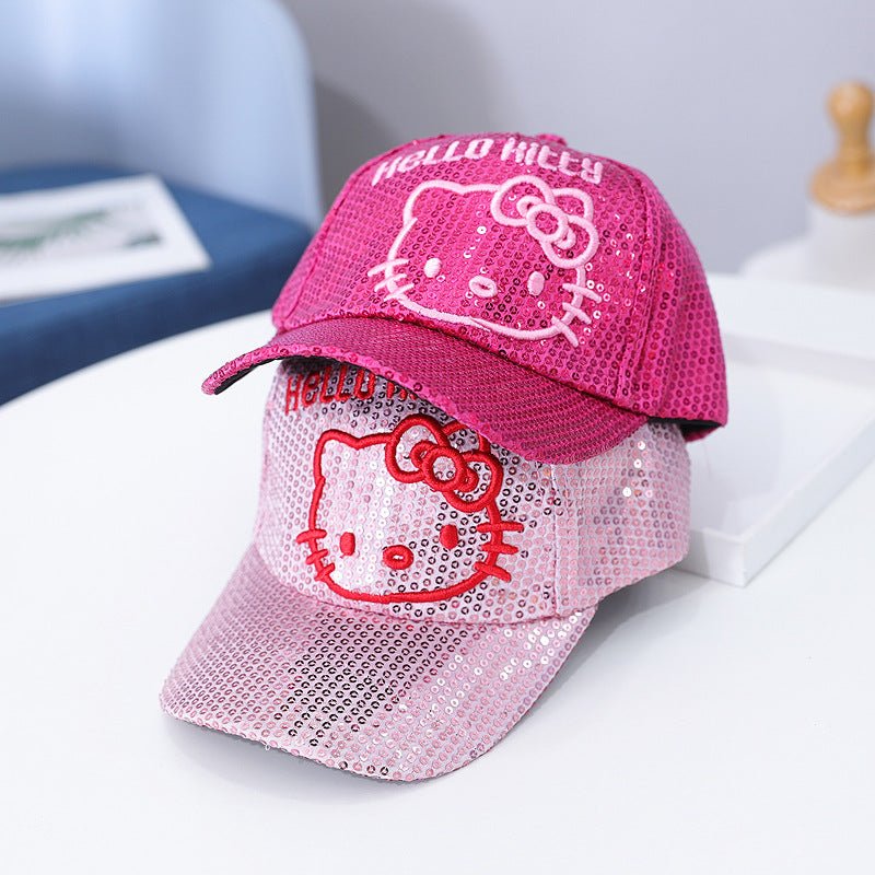 Cute & Shiny Hello Kitty Sequin Baseball Party Cap for Girls