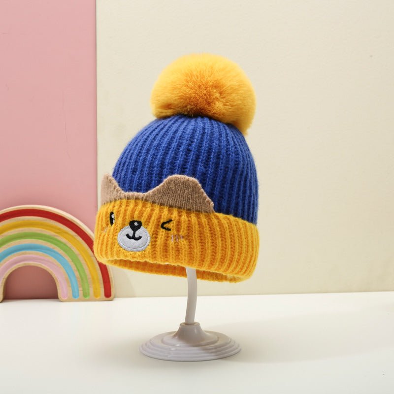 Children's Cute Bear fluffy knitted Winter Cap