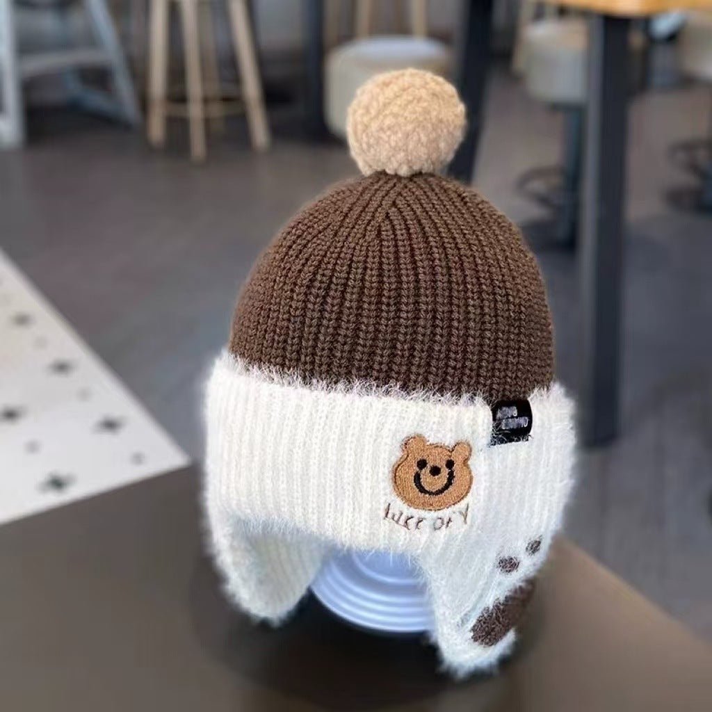 Children's Korean Style Pullover Trendy Knitted Cap With Earmuff