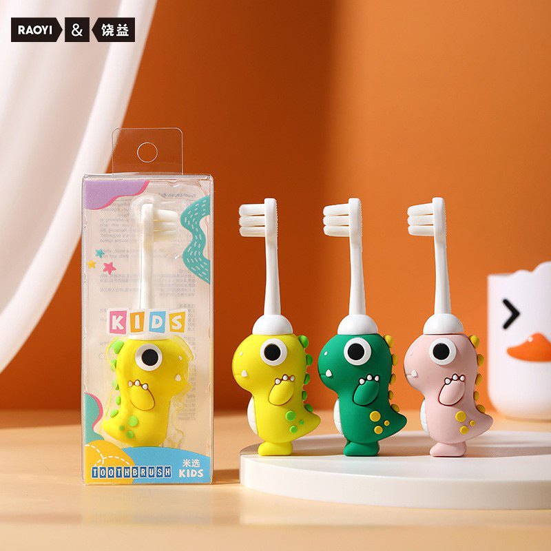 Cute Dinosaur Fine Soft Toothbrush with Tongue Cleaner for Kids