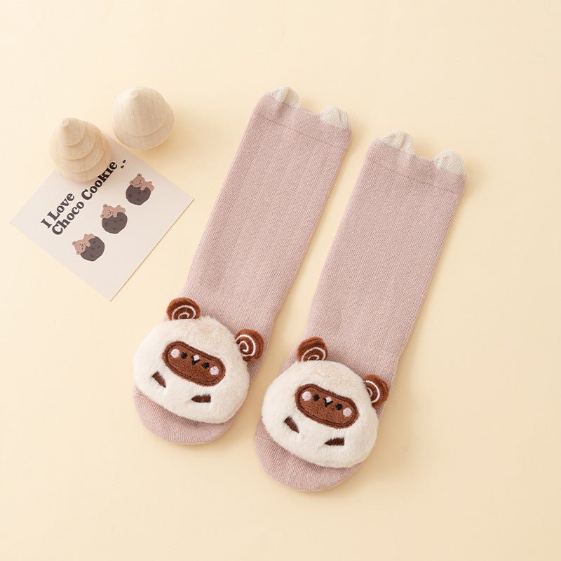 Cute Bear Breathable and Warm Knee Socks with Non-Slippery Pad for Baby