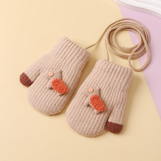 Cute Design Mittens Style Knitted Warm Hand Gloves for Children