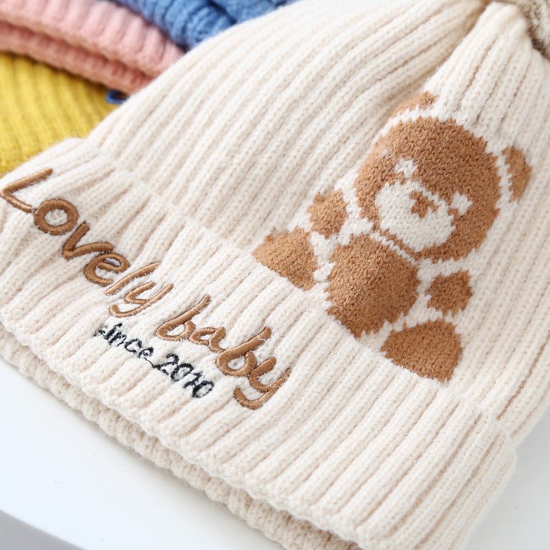 Children's Cold protection Knitted Benny Cap and Muffler Two-Piece Set