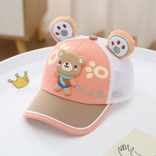 Bear Cute Summer Hats with Breathable Rear Mesh Caps for Boys and Girls