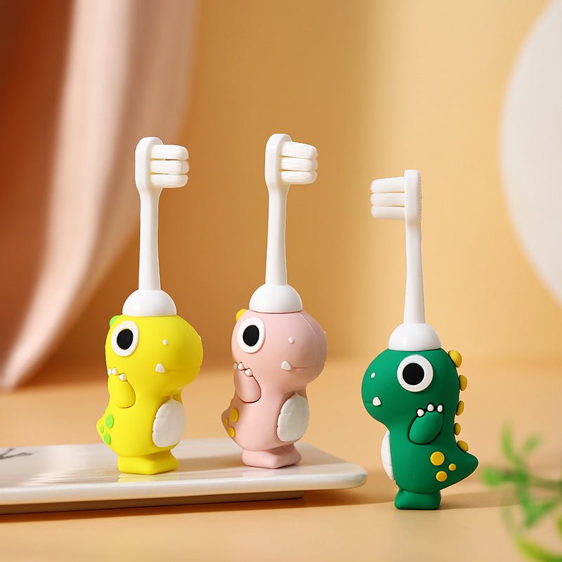 Cute Dinosaur Fine Soft Toothbrush with Tongue Cleaner for Kids