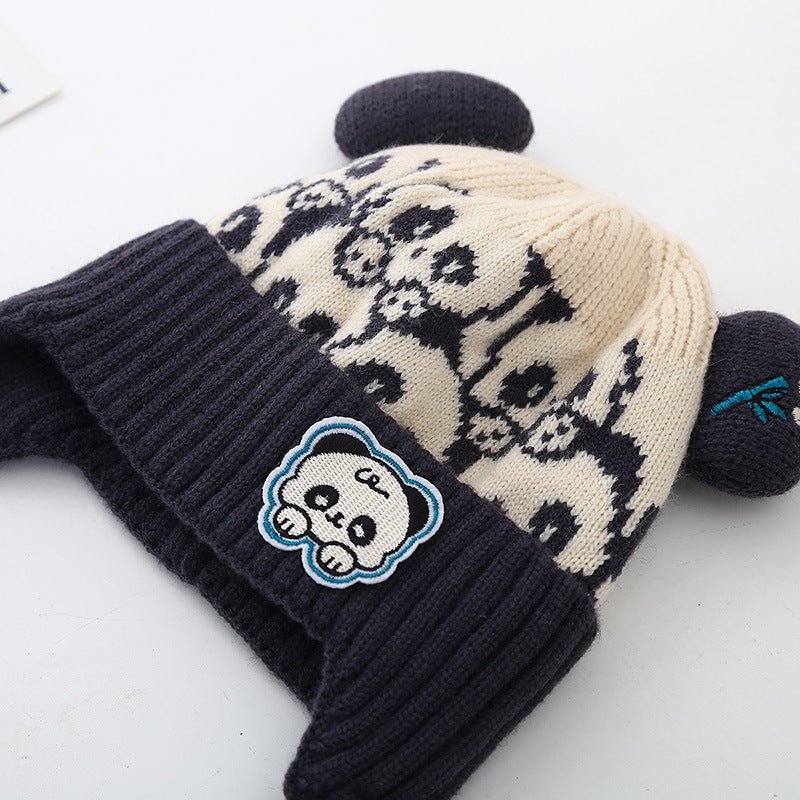 Kid's Ear Protecting Super Cute Panda Knitted Winter Cap