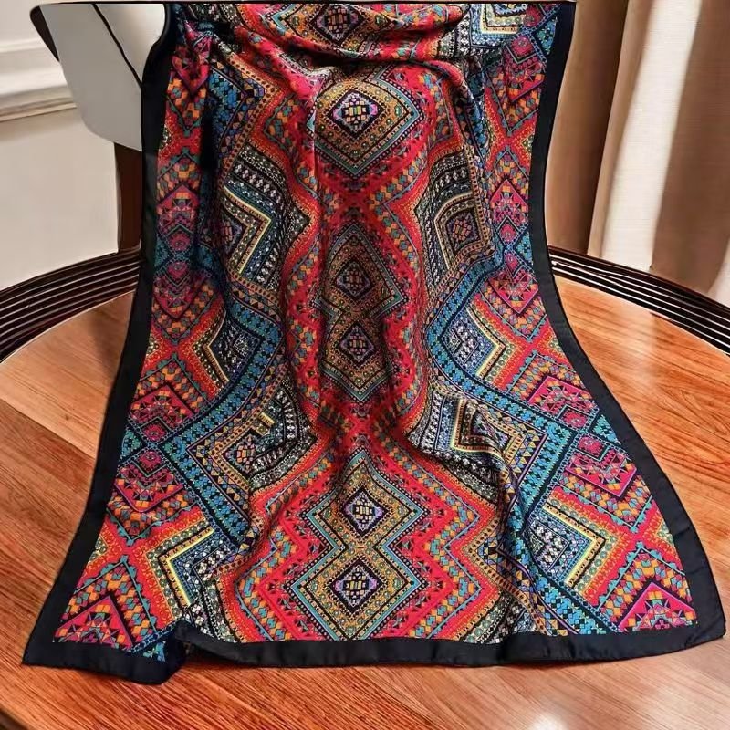 Geometric Pattern Women's Premium Quality Satin Silk Scarf